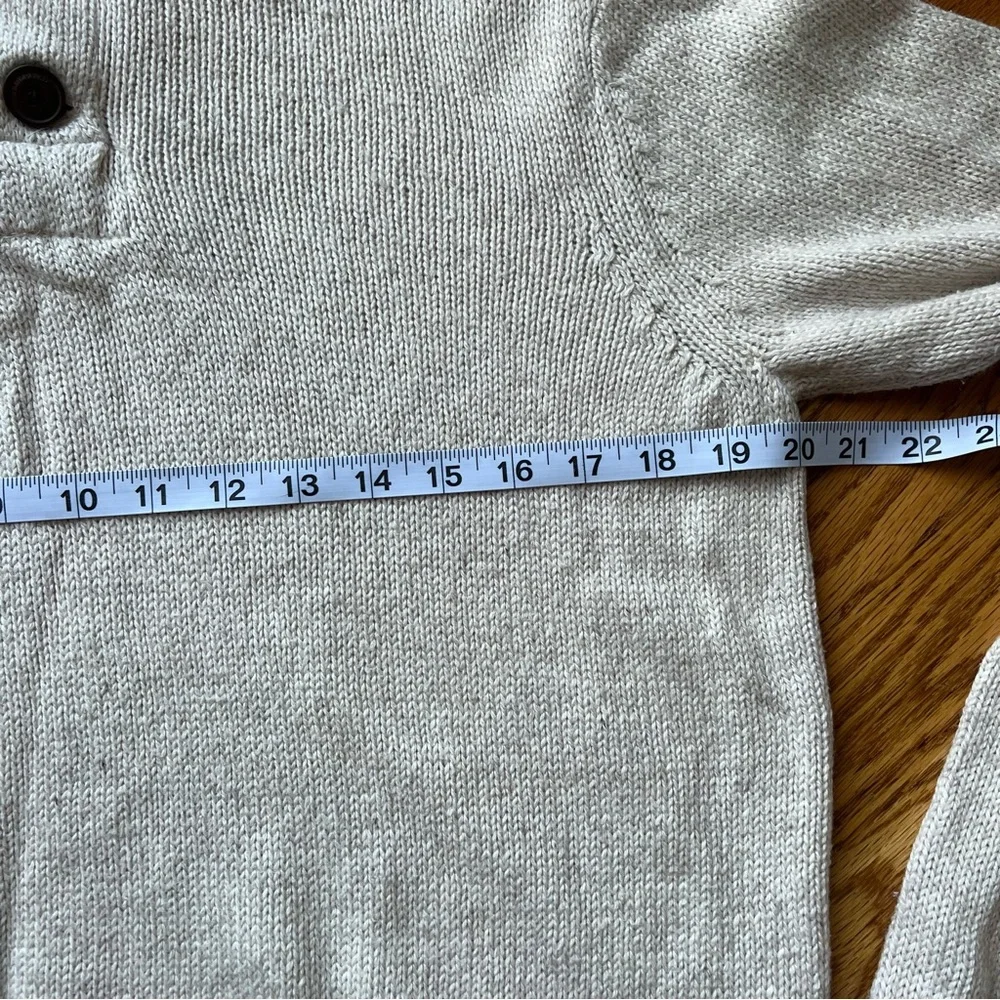 Aeropostale Sweater Mens Medium Beige Pullover 1/4 Button Mock Neck Long Sleeve - Picture 2 of 7